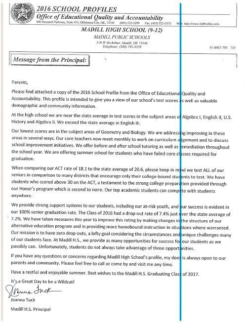Madill Educational, Accountability Profile Information May be Viewed Now
