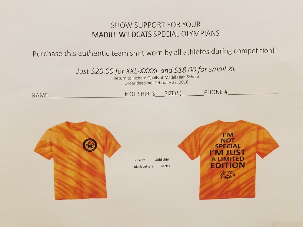 Fans May Purchase Shirt in Support of Local Special Olympians
